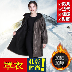 PK7J Fleece Waterproof Adult Coverall for Women Winter Long-Sleeve Apron Fashion Men Thick Zipper Overcoat Workwear