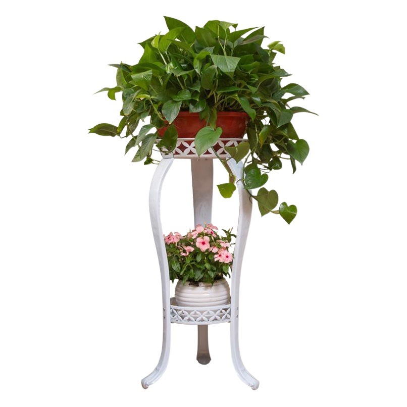 Green Radish Flower Stand Multi-Layer Iron Flower Pot Stand Floor-Standing Space-Saving European-Style Double-Layer Indoor Flower Stand Free Shipping