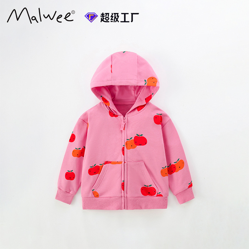 Cross-border mlawee chaqueta de niñas invierno y otoño nueva camisa con cremallera encapuchada manga larga linda camisa de otoño