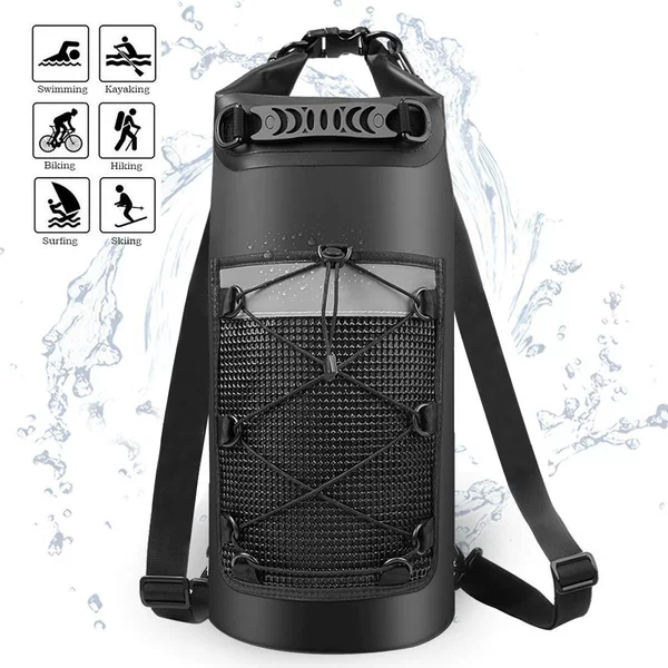 Outdoor cross-border Amazon dry drift bag waterproof camping beach swimming clip mesh reflective waterproof bucket bag