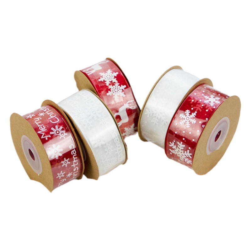 Festival de Navidad colorido rojo oro embalaje regalo cinta DIY material pastel rojo cinta