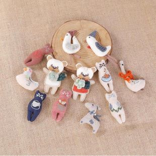 New Handmade Cotton and Linen Fabric Mori Girl Style Versatile Japanese Style Style Small Fresh Duck Bear Bag Headwear Clothing Accessories