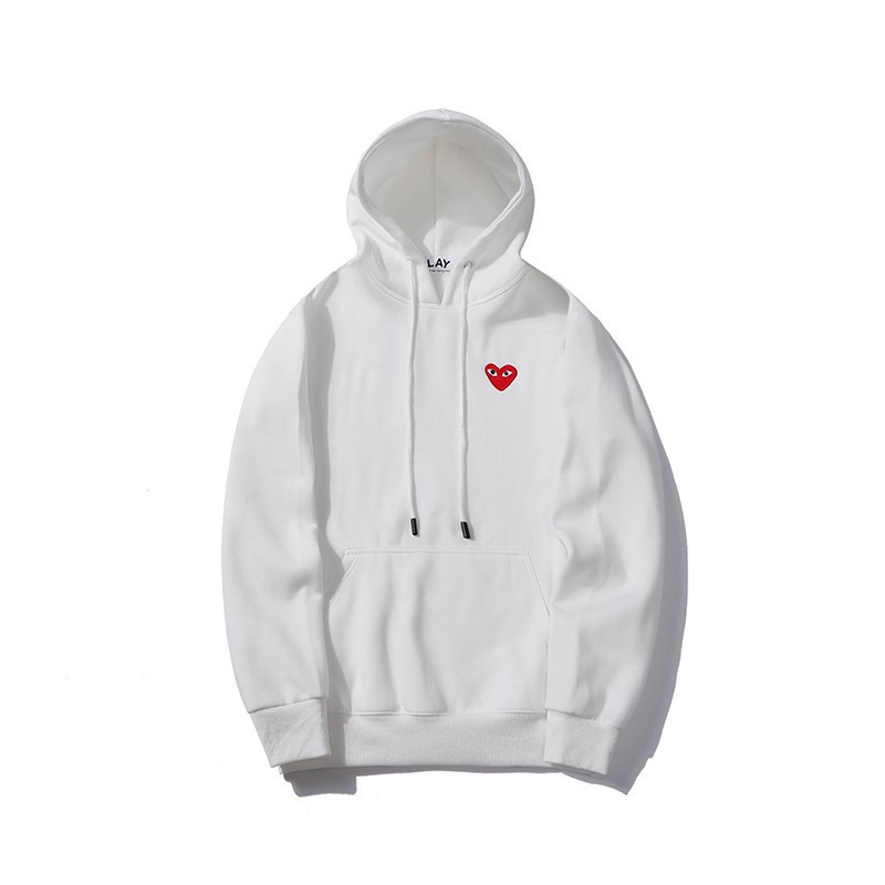 Comme des Garçons Play Sweater Red Heart Hoodie White
