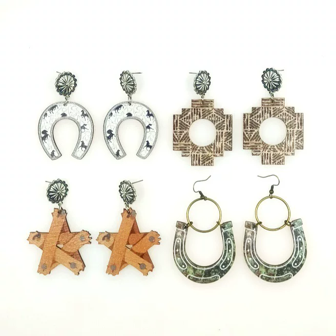 (Cross-border trading), джинсовые деревянные ретро серьги, европейский стиль, Aliexpress