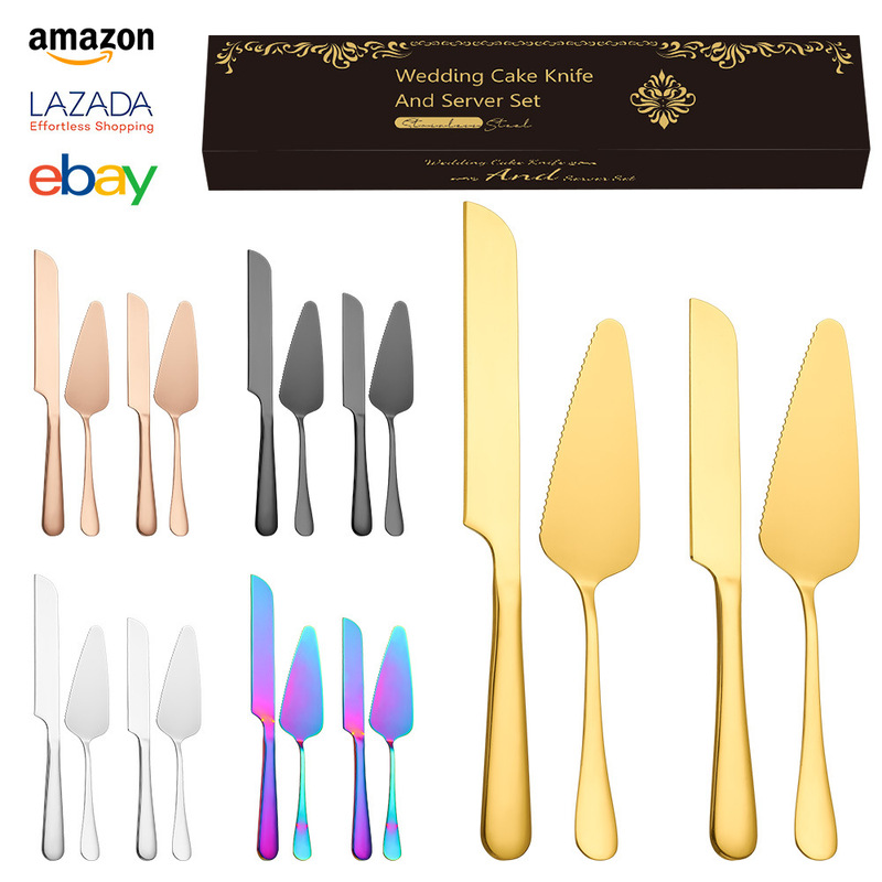 Cross-border Stainless Steel Cake Knife Shovel suit Gold-plated Bread Knife Cheese Pizza Shovel Banquet Wedding Baking Utensils Cross-border Stainless Steel Cake Knife Shovel suit Gold-plated Bread Knife Cheese Pizza Shovel Banquet Wedding Baking Utensils