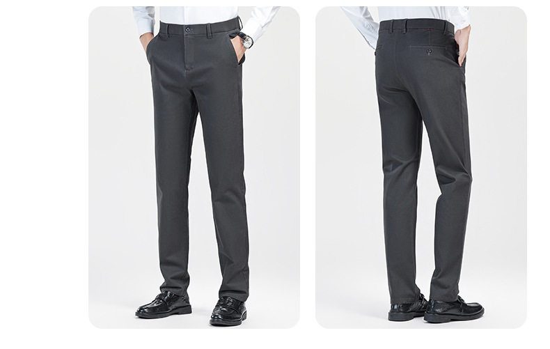 Quần dài nam ống đứng cạp vừa co giãn, chất cotton pha, không cần ủi — Màu xanh hải quân, màu kaki, màu xám, màu đen chi tiết 16