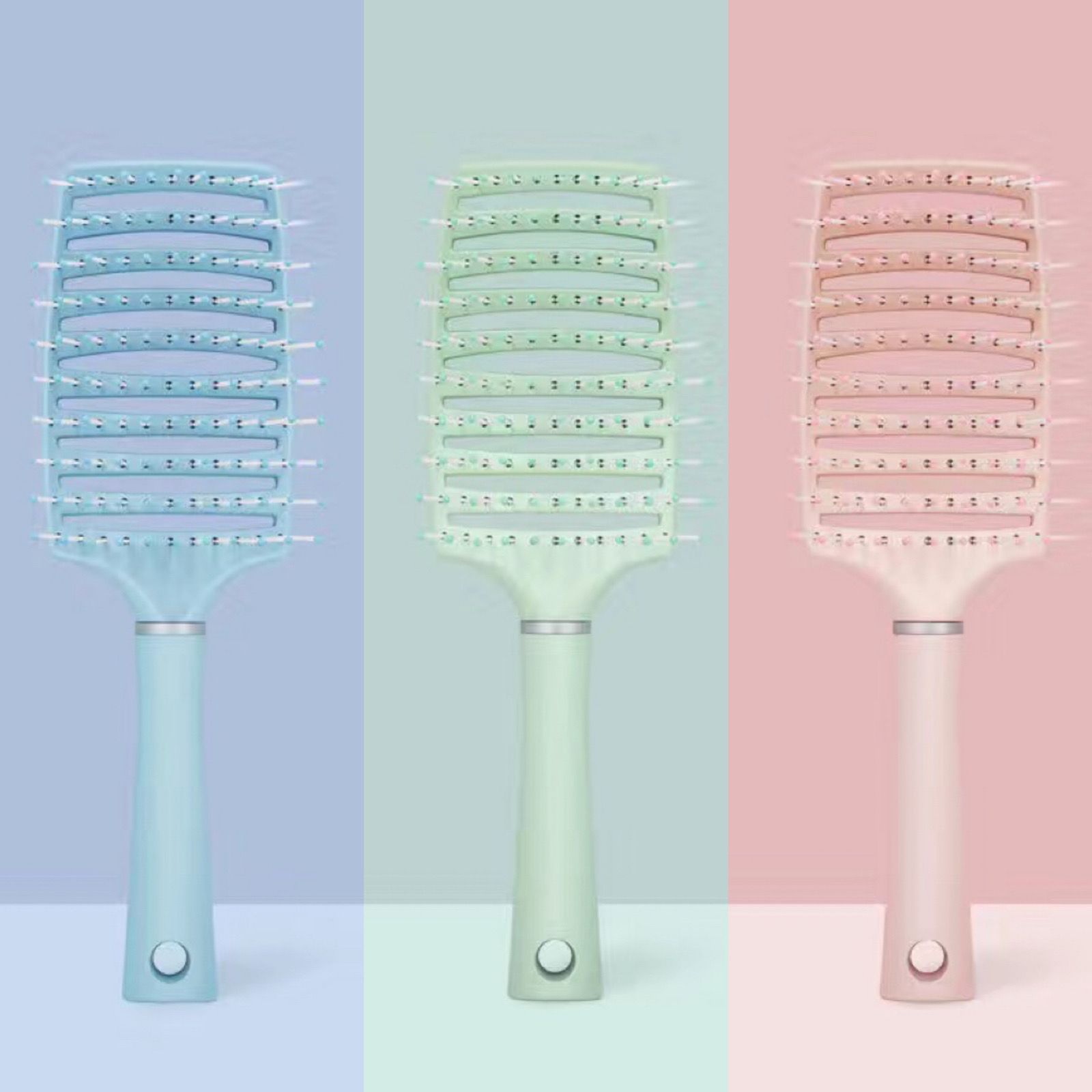 Peine esponjoso de estilo Yang Zi Peine de masaje de cabello largo para mujer Peine de peluquería Peine portátil de viaje Peine de curva grande Peine de costillas