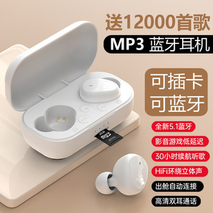 New Plug-In Card Bluetooth Headset 5.3 Student Mp3 Dual-Mode Wireless Sports Anti-Drop Suitable for Apple Android Free Shipping