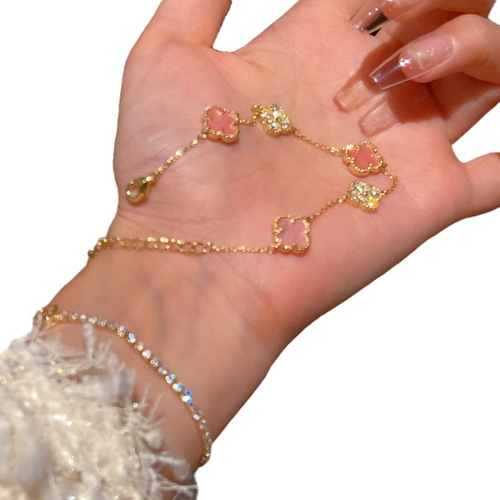 Gentle Princess Style Flower Bead Bracelet  Lobster Clasp Micro-set Zirconia Bead Rope Bracelet with Elegant Vibe and Popular Online Jewelry J959