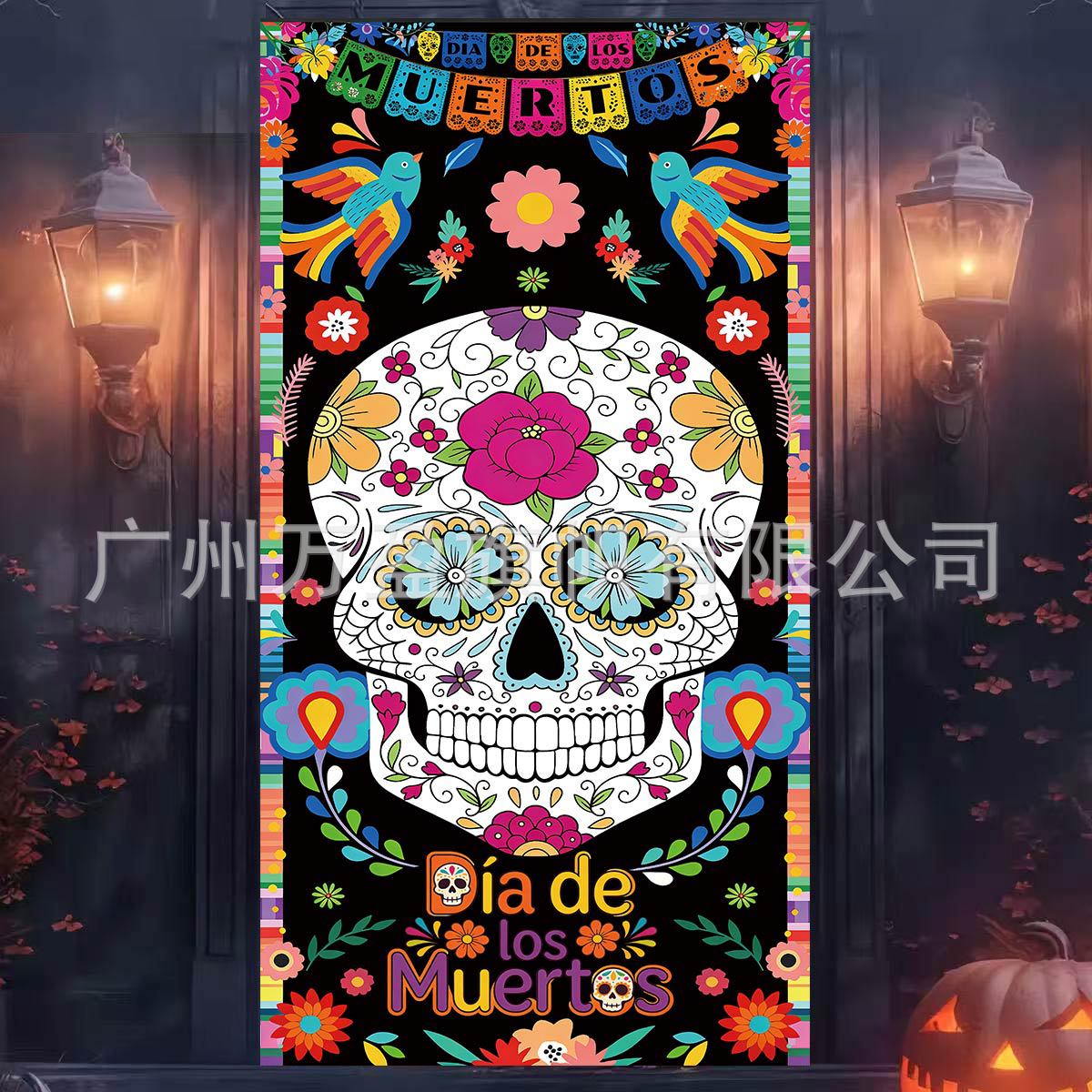 Pancarta Decorativa para Puerta de Poliéster para Día de los Muertos y Fiestas