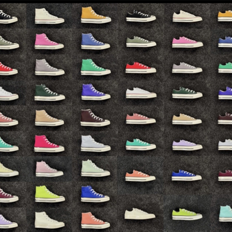 Classic 1970s Canvas Shoes for Women Pink High-top Milk Tea Color Low-top White Sneakers for Men with Lemon Green Couple Style