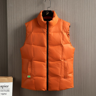 Men's New Down Jacket Warm Vest Collar Jacket Solid Color Autumn and Winter Casual Slim-fit Vest Simple Fashionable 2021