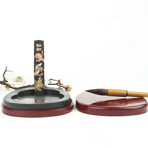 Chinese famous inkstone natural raw stone inkstone with cover high-end inkstone beginners training class calligraphy and painting ink grinding inkstone