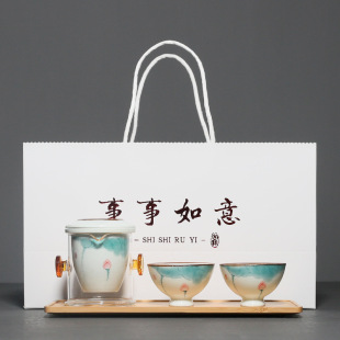 Hand-painted Lotus small fresh black tea bubble portable ceramic teapot tea maker for home use
