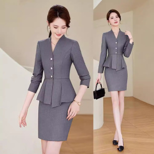 Wholesale Suit Jacket Women's Spring and Autumn Hotel Front Desk Jewelry Store Work Clothes High-end Business Wear suit Dress