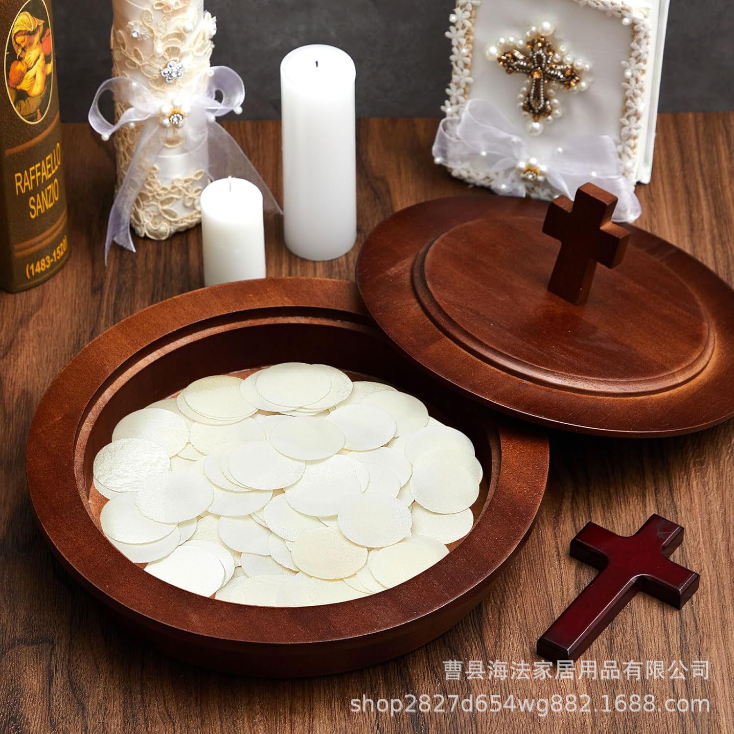 跨境木质带盖收纳盒教堂祈福用品聚会举行仪式容器用具储物桌面