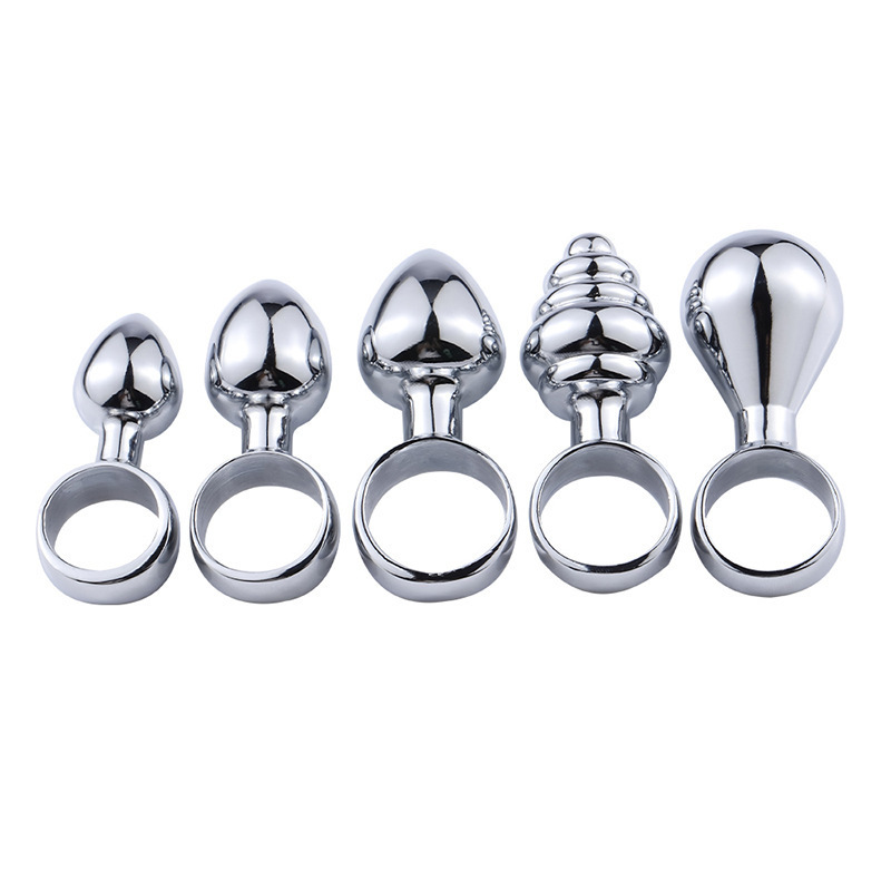 Metal Hand-Pulled Anal Plug, Silver Steel Beads, 6 cm Regular Size — detail image 11