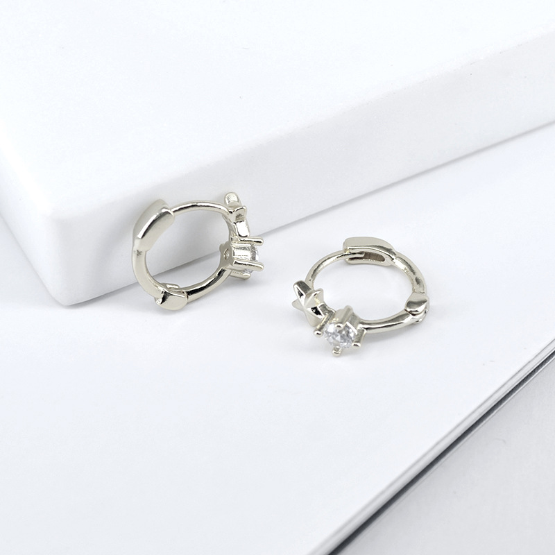 Simple Style Star Copper Hoop Earrings Plating Inlay Rhinestones Copper Earrings