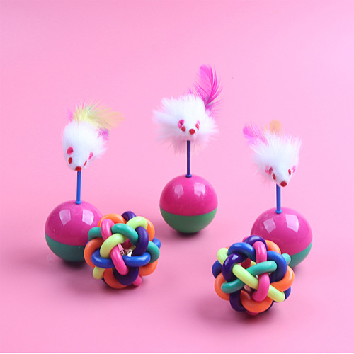 Wholesale Mouse Tumbler Ball Feather Toy Interactive Cat Self-Entertainment Interactive Factory Direct Sales