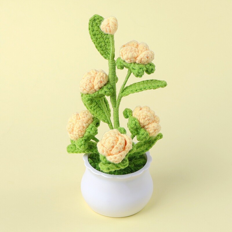 完成したウールひまわり鉢植えスズラン造花チューリップデスクトップ装飾品バレンタインデー教師クラスメートギフト|undefined