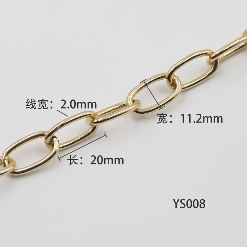 色褪せないアルミチェーン、金メッキO字チェーン、クロスチェーン、ネックレス、ジュエリーチェーン、セーターバッグチェーン、卸売|undefined
