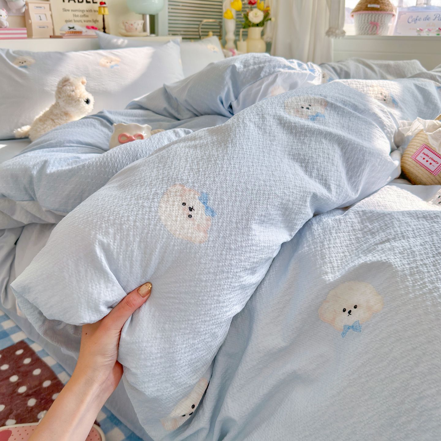 Una clase de cuatro piezas de madres y bebés de grado nuevo ultra suave sábanas de algodón cubierta de cubierta dormitorio de estudiantes camas de tres piezas