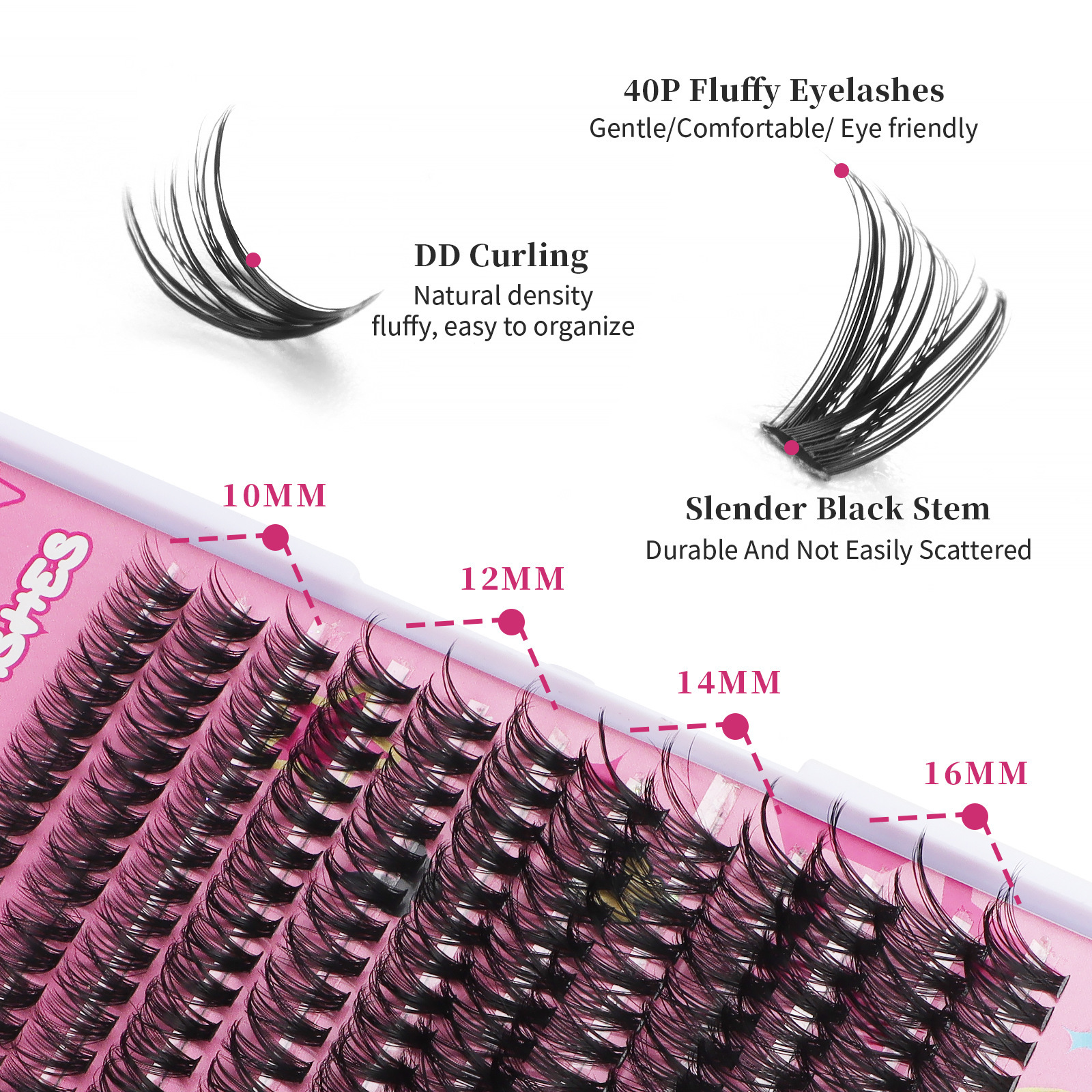 Segmented hot melt flower hair eye lashes case eyelashes false eyelashes natural thick D volume DIY30p40p large capacity_voghion.com
