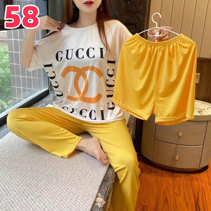 睡衣女夏季新款卡通三件套可爱简约休闲圆领家居服套装可外穿|undefined
