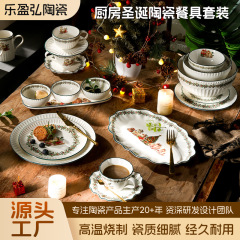 色釉技術、新鮮、かわいい、シンプル、耐久性、滑らかなキッチンクリスマスセラミック食器と食器セット