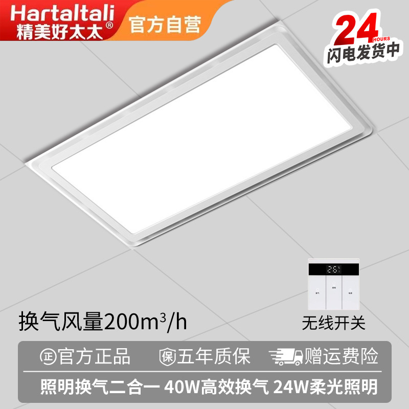 Exquisite and Elegant Lighting and Ventilation Fan Two-In-One Kitchen Powerful Silent Exhaust Fan Light Bathroom Flat Panel Light
