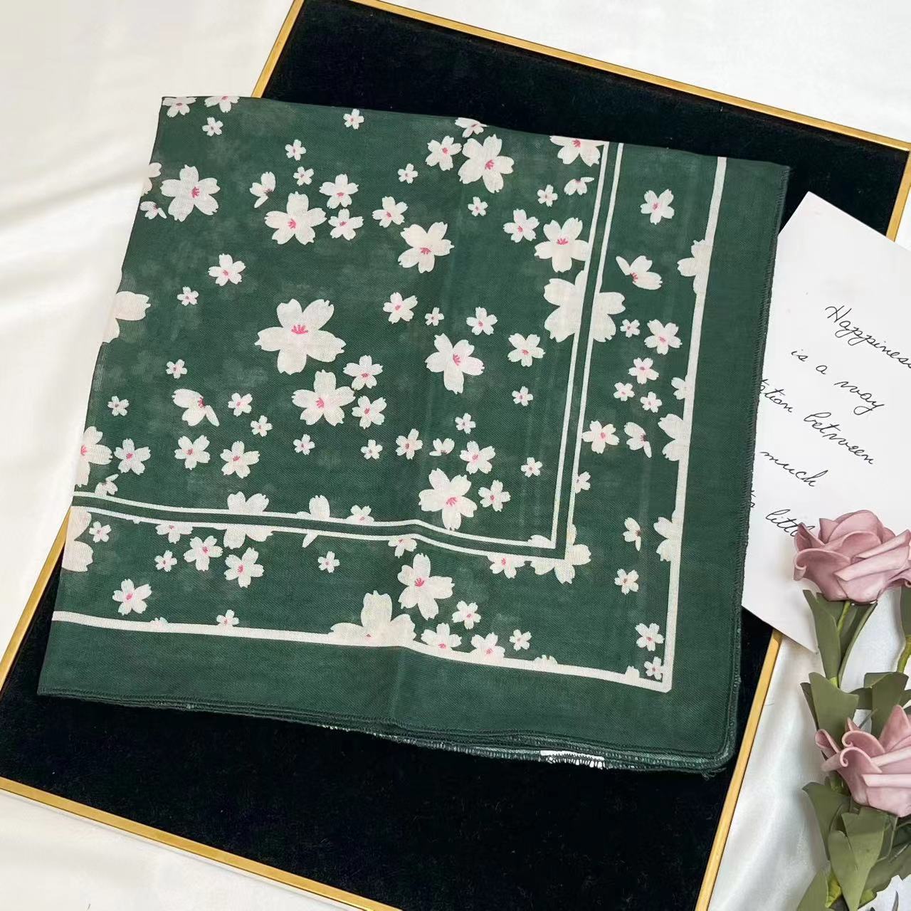 60g Weight Kerchief Classification Daily Occasion cotton and linen Material Flower Pattern Summer Season Women's Gender IG Style Style Women's IG Style Flower Cotton And Linen Kerchief 84