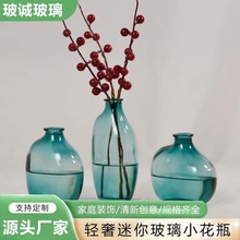 厂家批发小口径彩色玻璃花瓶水培鲜花瓶客厅桌面装饰摆件玻璃瓶