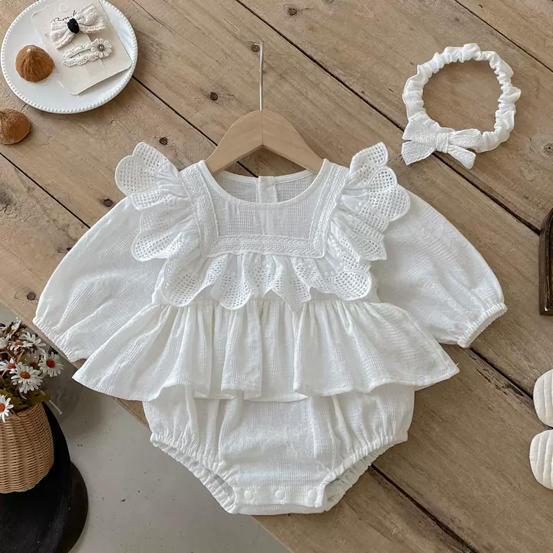 2025秋季新款婴儿衣服哈衣女宝宝百天包屁衣长袖公主哈裙爬服满月