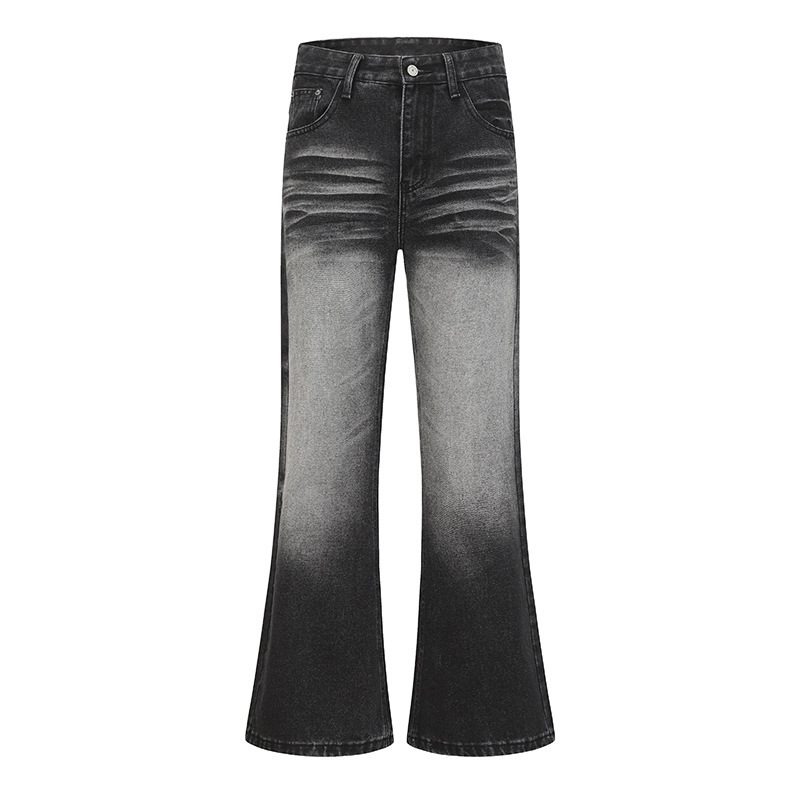 Men's Clothing Retro Distressed Washed Whiskered Straight Leg Flared Jeans For Men New Style Versatile Loose Fit Long Pants_mkmklike.com