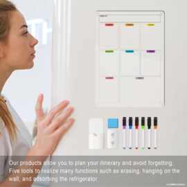 跨境热销磁吸冰箱干擦板亚克材质可反复使用日月周备忘录干擦板