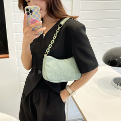 Korean style artistic cloth bag, simple casual corduroy cloth shoulder bag for women, solid color mini crossbody bag, handheld canvas bag