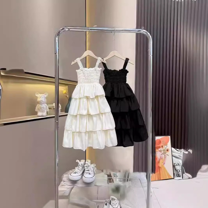 Girls' Versatile Summer New Cake Dress, Strap Dress, Korean Style Trendy Dress with Cute Sleeveless Hem Girls' Versatile Summer New Cake Dress, Strap Dress, Korean Style Trendy Dress with Cute Sleeveless Hem