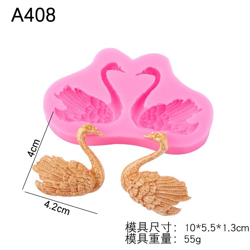 2-pieza Cisne silicona molde pastel postre Mesa decoración fondant accesorios de chocolate DIY epoxi Mesa decoración molde