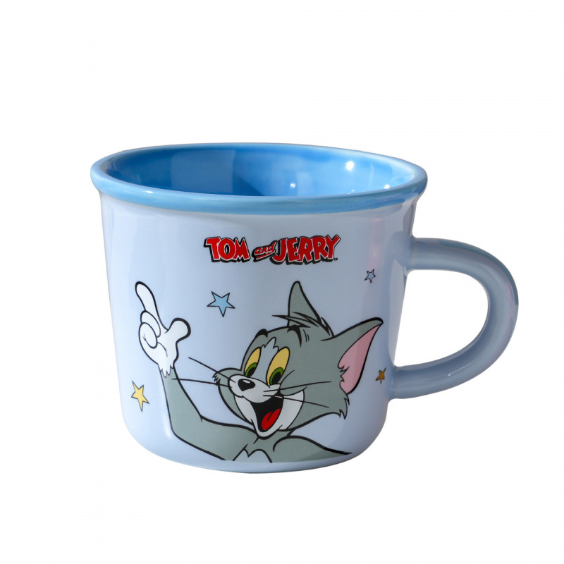Gatos y ratones autorizados auténticos tazas de cerámica lindas tazas de agua de escala casera tazas de desayuno para niños