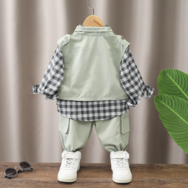 Conjunto elegante de 2 piezas con chaleco para bebé niño 1 año otoño_voghion.com