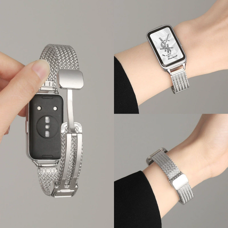 Подходящий для ремешка Redmi Band 3 летом новый серебристый высококлассный ушко пшеницы магнитный браслет для запястья Redmi Band 3 металлический 2