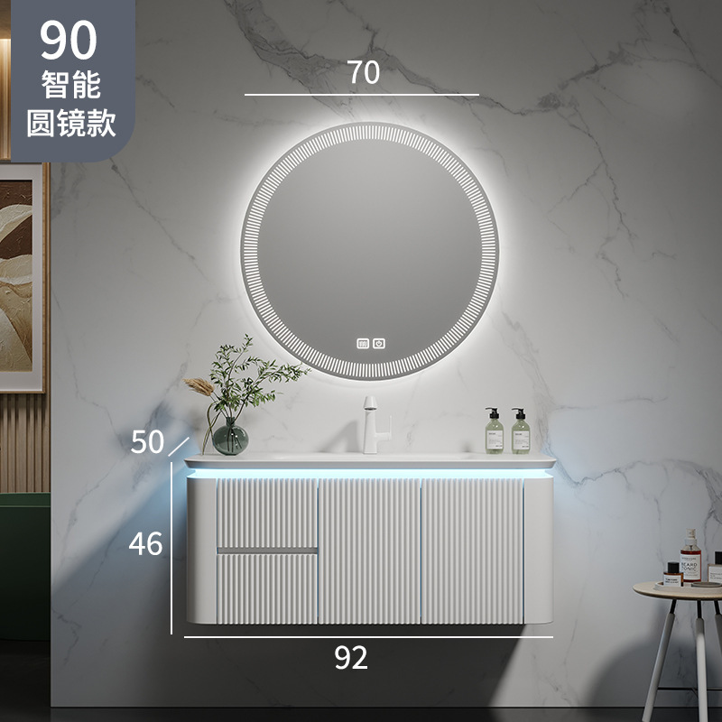 Mueble de baño de cerámica cuenca integrada lavabo de madera maciza lavabo gabinete de baño de cerámica integrada combinación gabinete de lavabo