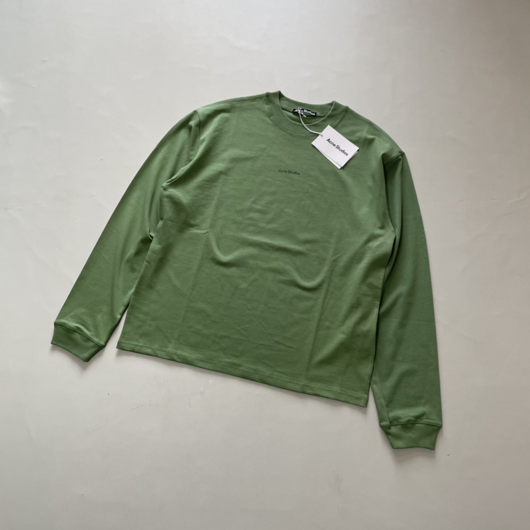 スウェーデンのトレンドブランドASの早春コレクション、ウォッシュ加工の無地ロゴ入り長袖ラウンドネックTシャツ、カップル向け、男女兼用ベースTシャツ