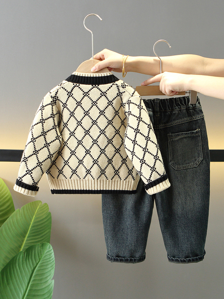 Conjunto de otoño para niños 6288, nuevo conjunto de tres piezas de suéter de primavera y otoño para niños, estilo coreano, marca de moda para bebés 2026