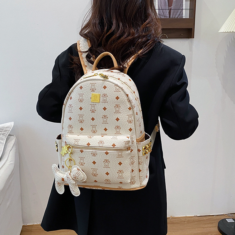 Nueva mochila coreana encantadora impresión oso mochila de estudiantes de gran capacidad para trabajar bolsas de mano de mujer