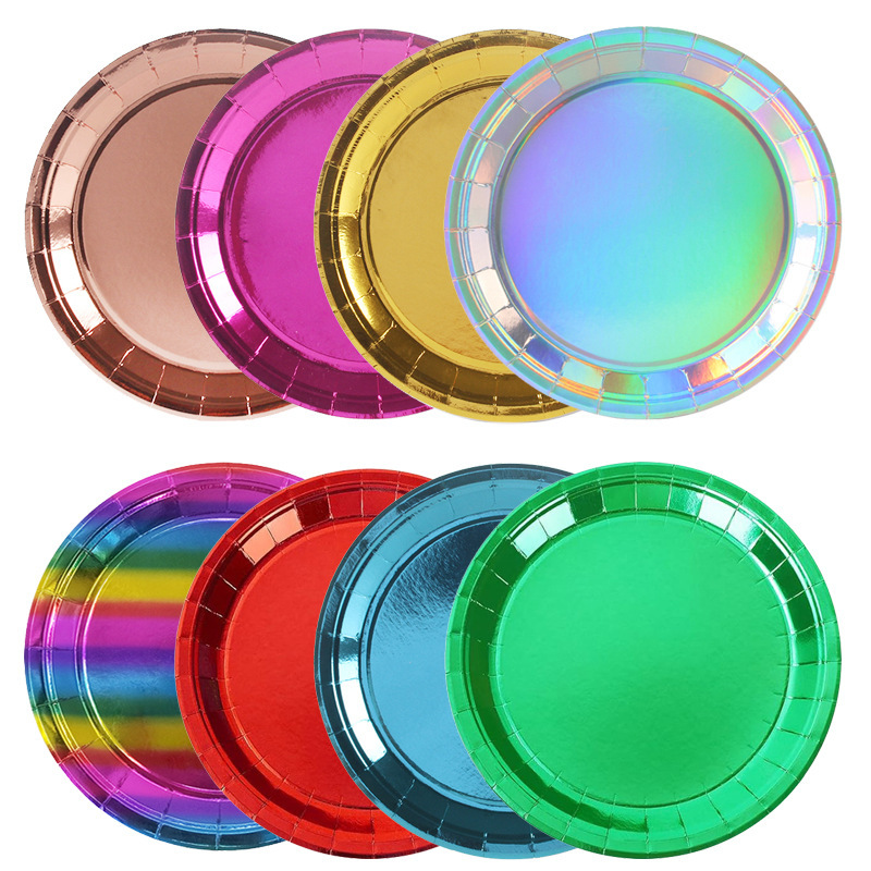 Cross-border Laser Disposable Paper Plate Party Birthday Cake Plate Disposable Plate Foreign Trade Disposable Plate