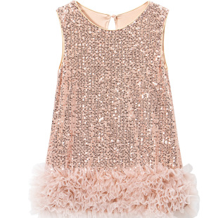 Lingfeng Clothing Children's Tank Dress Autumn New Sequin Mesh Stylish Princess Dress Tutu Children's Dress Trendy