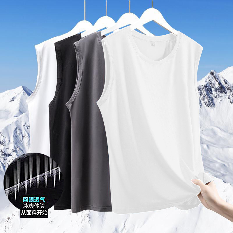 Chaleco de hielo de verano para hombre rápido corte de mangas de malla camiseta sin mangas de tamaño grande chaleco deportivo de obstáculos sueltos para hombres