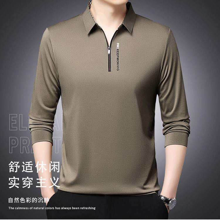 2026 Spring and Autumn New Men's Half-Zip Long-Sleeve POLO Shirt with Turn-down Collar, Fashionable Casual T-Shirt for Men, Wholesale Available 2026 Spring and Autumn New Men's Half-Zip Long-Sleeve POLO Shirt with Turn-down Collar, Fashionable Casual T-Shirt for Men, Wholesale Available