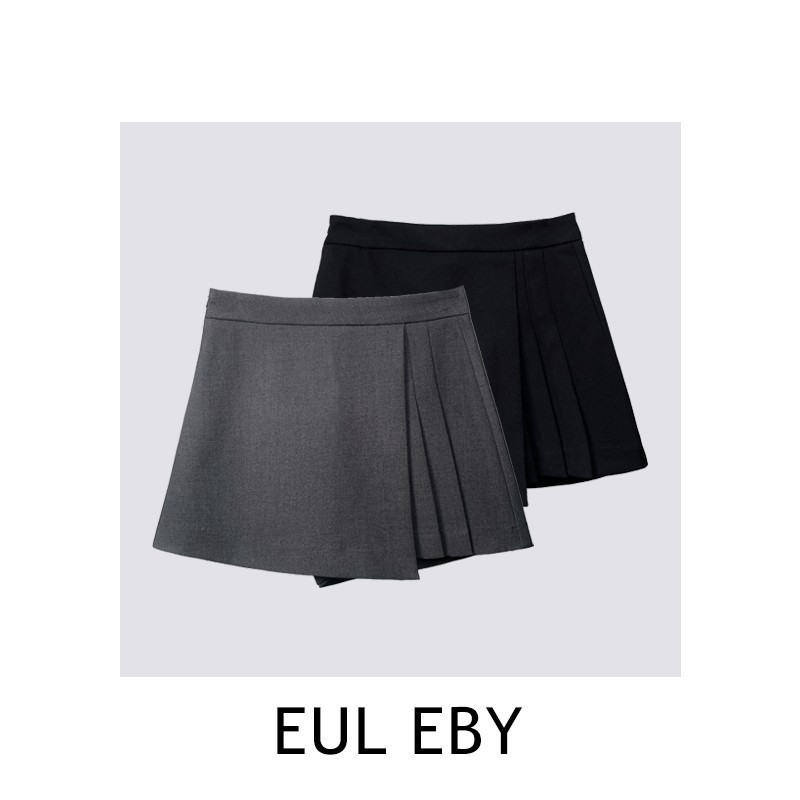 【One by Eby】TB 3色ウェビングイレギュラーパンツ ショートパンツ デザインキュロット 251001 # グレー ブラック|undefined